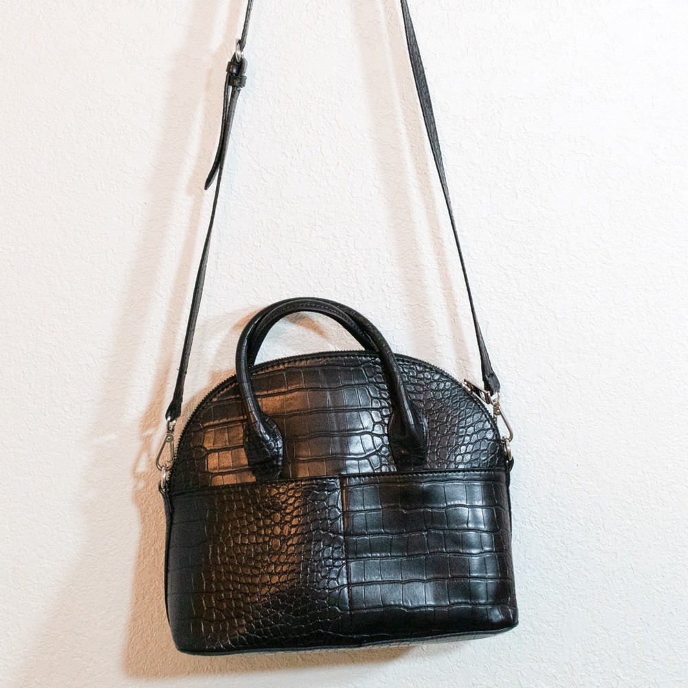 Black Croc Zara Bowling Bag